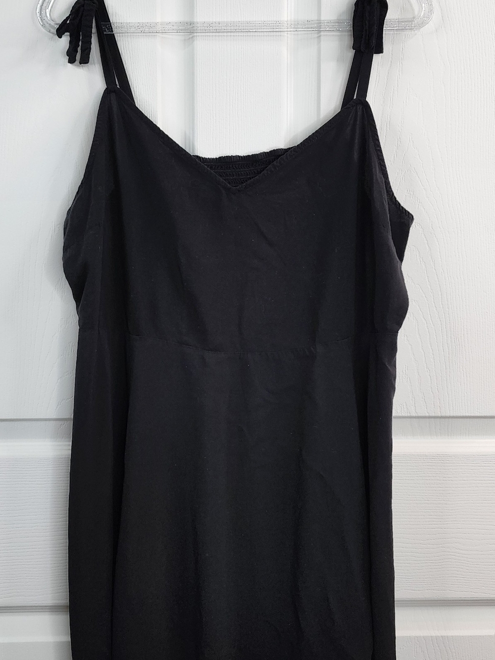 GAP Black Tie-Shoulder Cami Mini Dress Smocked Back LBD - Size XXL